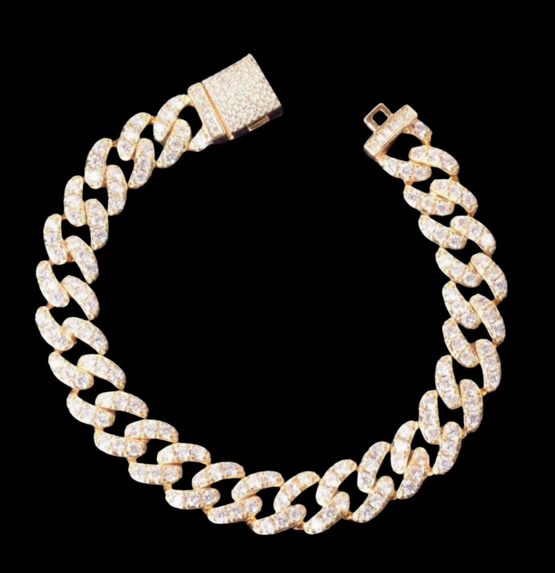 10mm 18k Gold Diamond Miami Cuban Link Bracelet