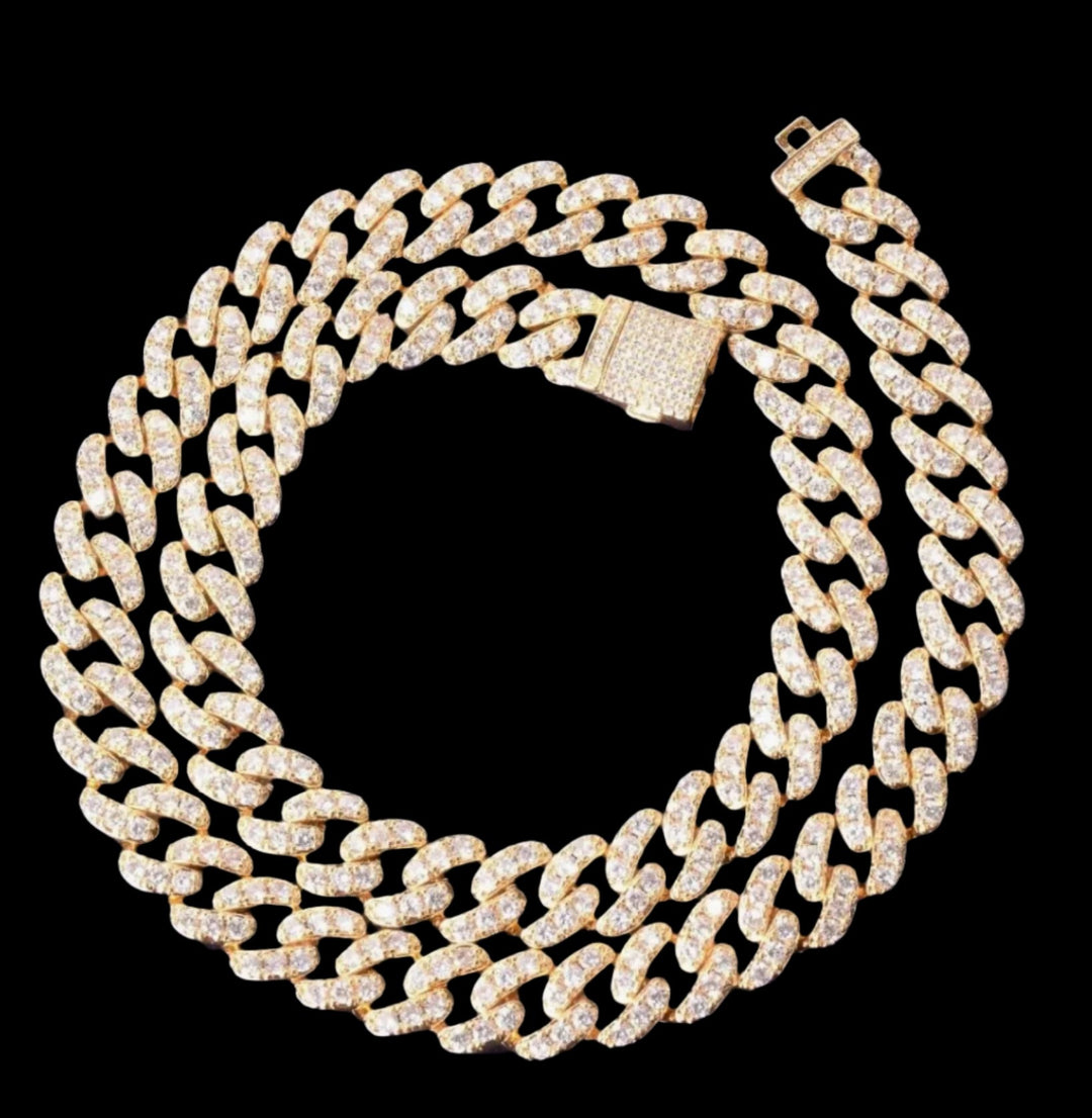 10mm 18k Gold Diamond Miami Cuban Link Chain